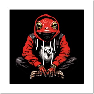 Cool Frog in Red Hipster Style Posters and Art